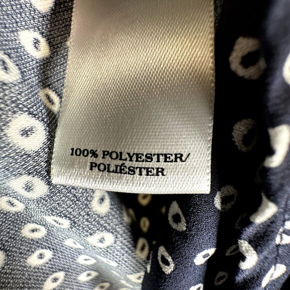 Ann Taylor Women's Blouse XS Sleeveless Navy Blue White Polka Dot Classic Preppy - Picture 5 of 8